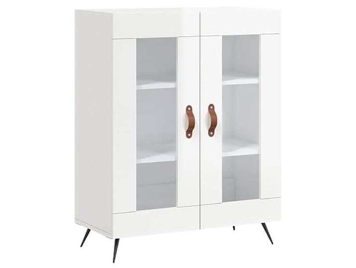 Kaorsrow Sideboard Hochglanz-Weiß 69,5x34x90 cm Schrank mit Glastüren Eleganter Beistellschrank für Wohnzimmer und Schlafzimmer mit Glastüren, Metallfüßen und vielseitigem Stauraum.