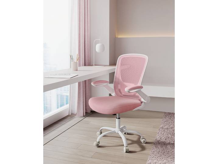 SONGMICS Schreibtischstuhl, atmungsaktive Netzbespannung, pastellrosa