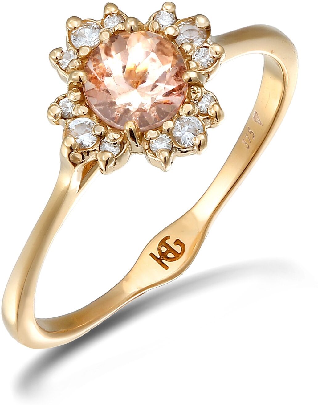 Verlobungsring HAZE & GLORY "Ring Diamant Morganit Verlobungsring 375 Gelbgold" Gr. 56, gold, Fingerringe, Damen, 56, Gelbgold 375, Verlobungsring