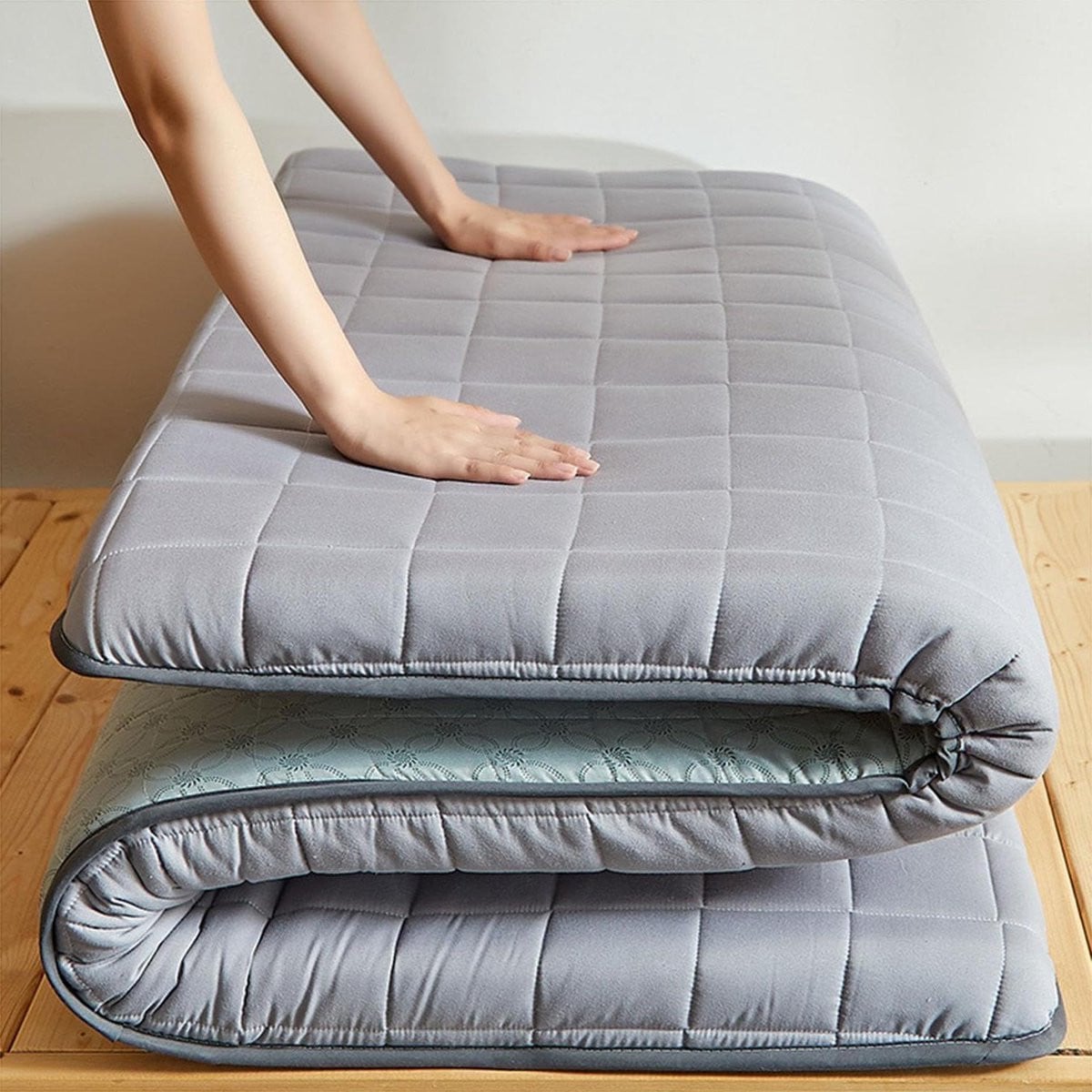 Grijs Japanse Vloermatras - Opvouwbare Futon Matras voor Volwassenen - B/D: 120 x 200 cm