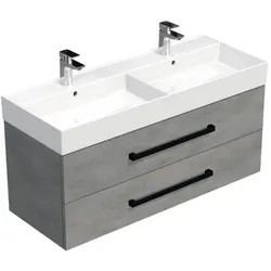 SAT Cube Way Badezimmerschrank mit Waschbecken 120x47,5x46 cm Beton matt CUBE46C1202BESAT