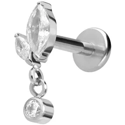 Titan Labret mit Innengewinde KNOSPE + KRISTALL