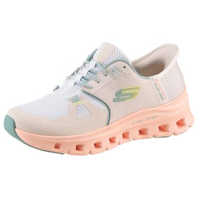Slip-On Sneaker SKECHERS "Vegan Slip-ins: Glide-Step Pro", Damen, Gr. 41, Textil, beige (weiß beige kombiniert), Synthetik, Textil, Schuhe Sneaker, Sneaker, Slipper, Freizeitschuh mit Hands Free Slip-ins Funktion