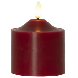 LED Kerze Flamme Echtwachs 3D Flamme H: 9,5cm D: 7,5cm Batterie Timer rot