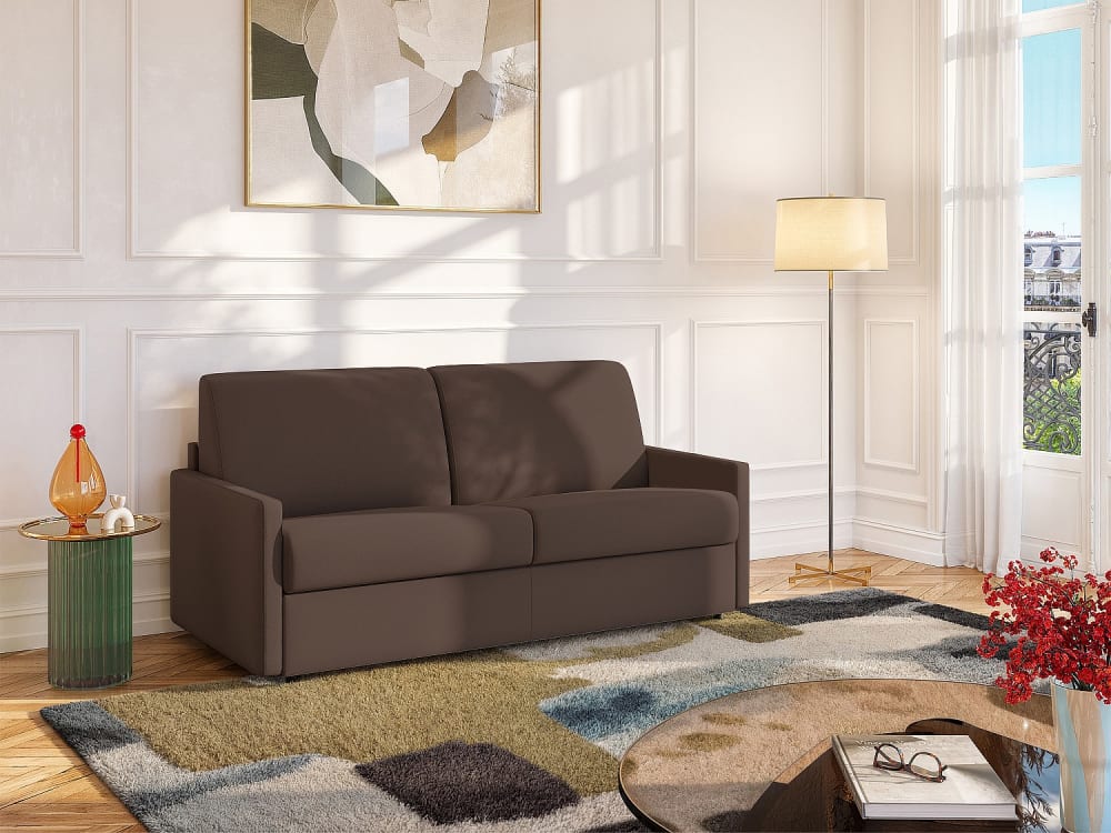 vente-unique.com Canapé convertible polyester 3 places marron Marron 170x85x223cm