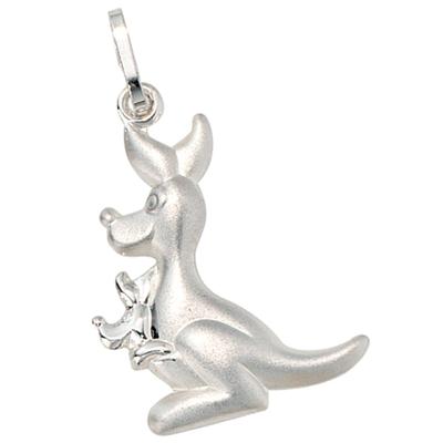 Kettenanhänger JOBO "Anhänger Kinderanhänger Känguru 21 mm", silber 925, Schmuckanhänger, Mädchen, Silber 925 (Sterlingsilber), Kettenanhänger, 925 Silber rhodiniert