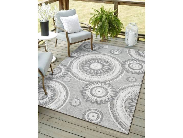 Outdoorteppich Loop, LAGERRÄUMUNG , grau, B:160cm H:8mm L:230cm, Polypropylen, MYFLAIR MÖBEL & ACCESSOIRES, Teppiche, Outdoorteppich, modernes Design, Hoch-Tief Effekt, Outdoor geeignet, Balkon, Terrasse