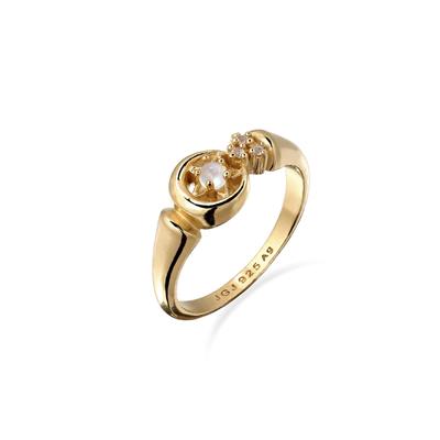 Silberring KUZZOI "Ring Star Mondstein Regenbogen 925 Sterling Silber" Gr. 62, gold, Fingerringe, Herren, 62, Silber 925 (Sterlingsilber), Silberring
