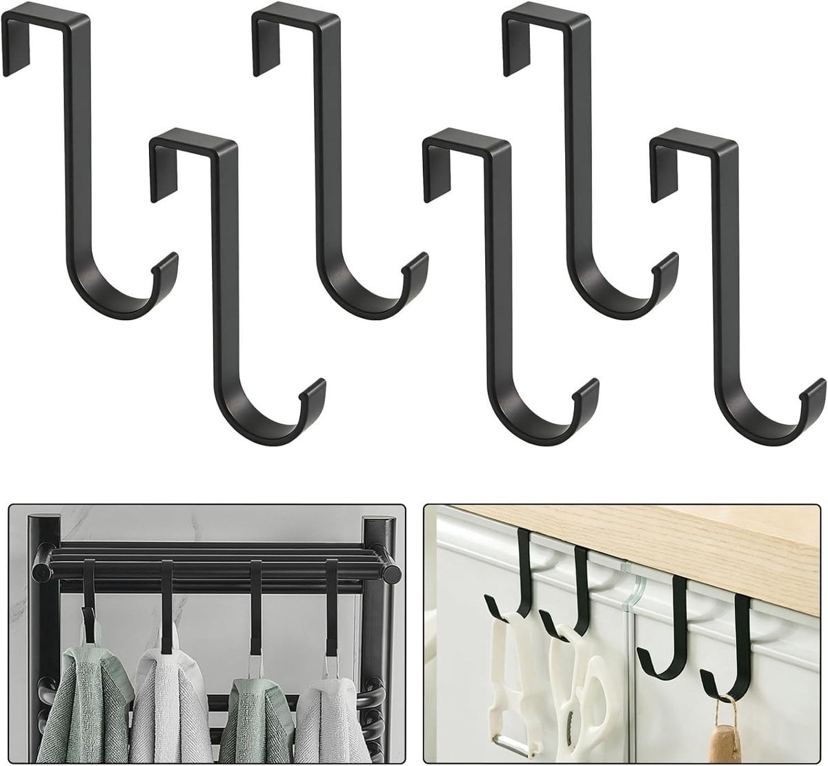 6 Stuks Radiator Haken voor Handdoeken - Zwart - Geschikt voor Badkamer, Keuken en Deuren