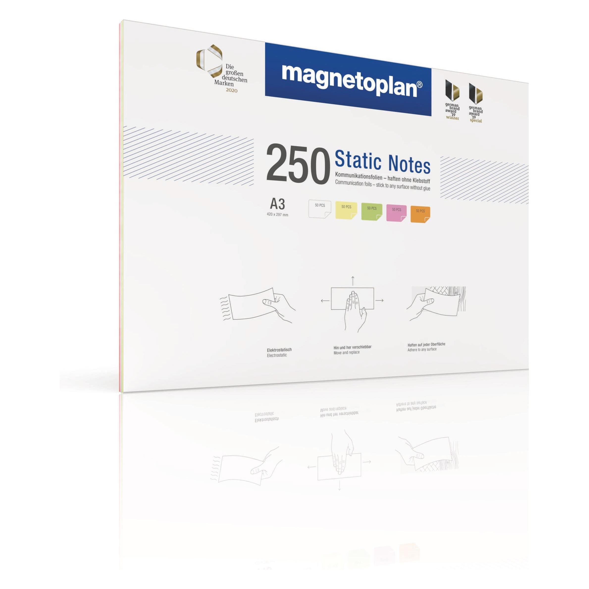 Magnetoplan Haftnotiz Static Notes, DIN A3, 250 Stück sortiert (11250310)