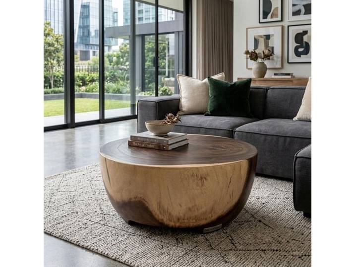 LebensWohnArt Couchtisch Massiver Suar Couchtisch WINNY Natural ca. D75cm Handarbeit