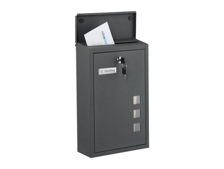 Briefkasten Hochformat Anthrazit-Silber-Transparent