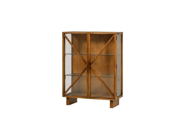 Vitrine 2 portes bois de manguier naturel KELLA