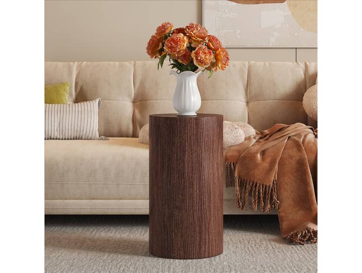 Table basse ronde élégante en MDF avec aspect bois – Décoration de salon moderne au design minimaliste. Petite table d'appoint