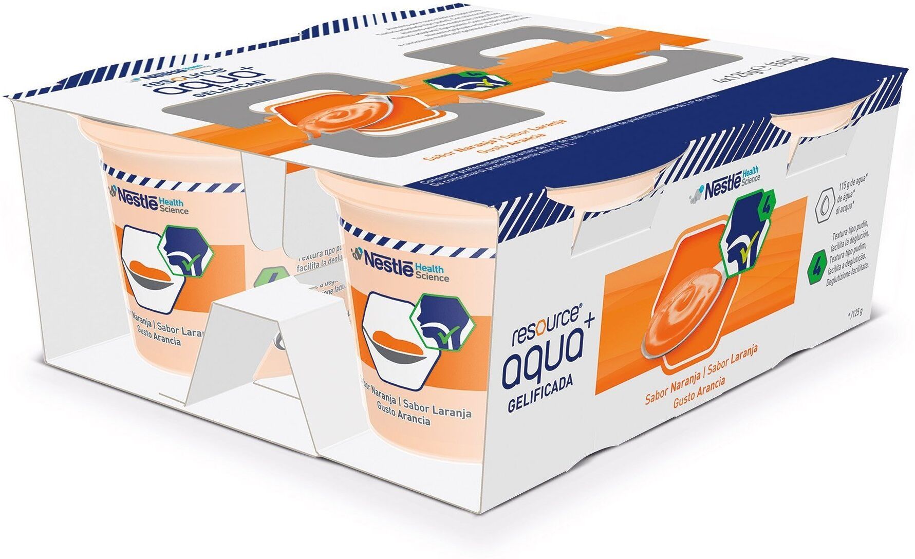 Resource Sugar-Free Aqua+Gelified 4 tubs 125 g Orange