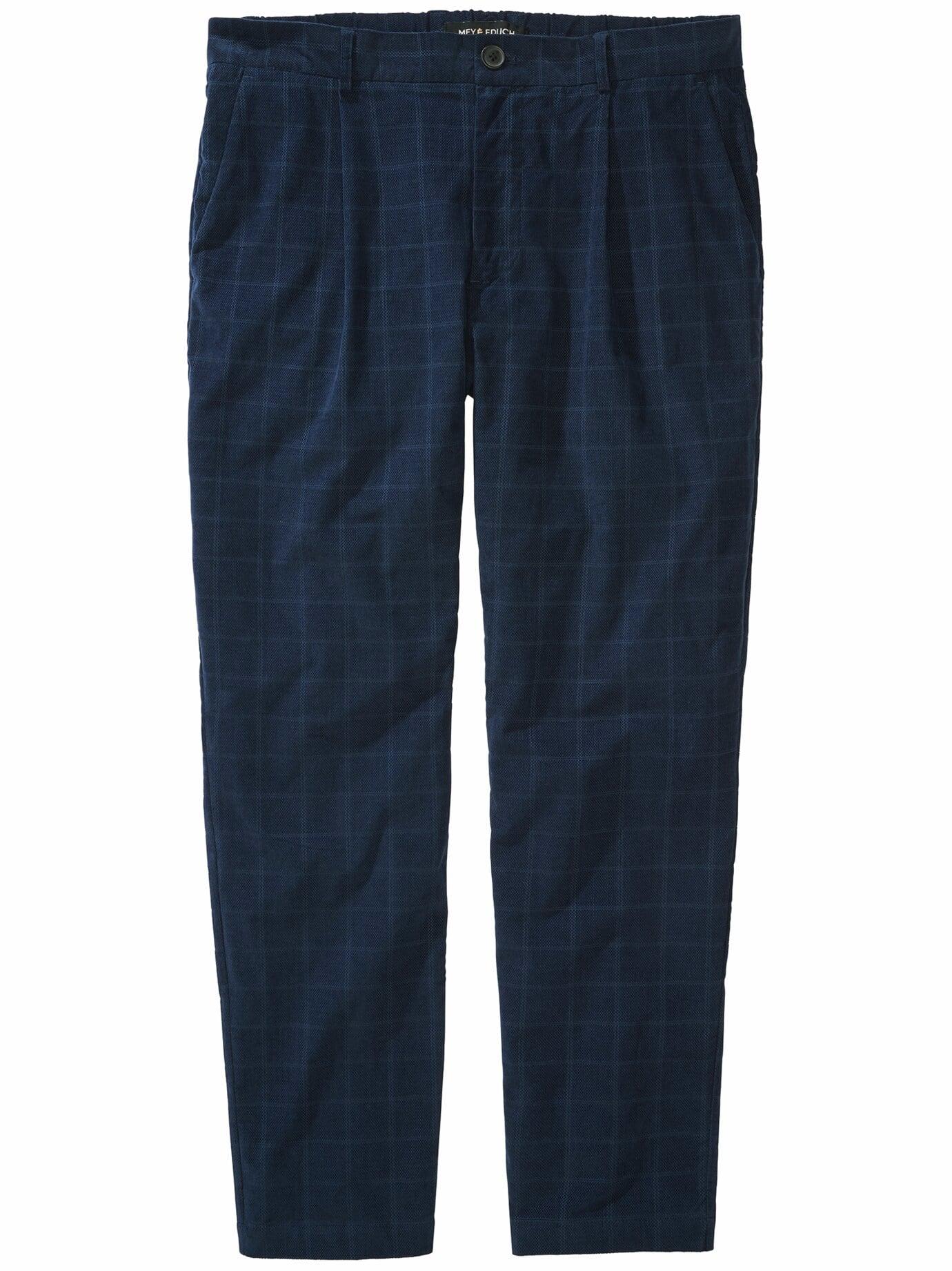 Mey & Edlich Herren Checker-Chino Blau 98 % Baumwolle, 2 % Elasthan