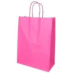 25 Tragetaschen, Papier 35 cm x 26 cm x 12 cm pink mit gedrehtem Tragegriff