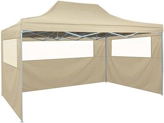 Famanu Pop-up Partytent - Faltbar mit Seitenwänden - 3x4,5m - Crèmewit