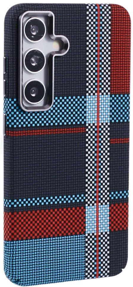 Samsung Galaxy S24 - EIDERWOOD Mønstret Carbon Cover - MagSafe Kompatibel - Dark Checkered Pattern
