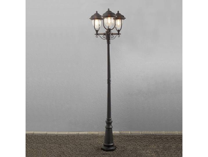 Konstsmide Mastleuchte Parma 3-flammig in Schwarz PARMA, dimmbar, schwarz, Aluminium, Landhaus / Rustikal
