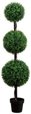 Nearly Natural 5' Artificial Triple Ball Boxwood Topiary Tree (Indoor/Outdoor) - Green