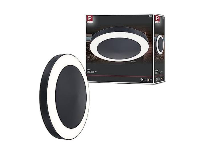 Paulmann 94526 Luminaire extérieur LED Plafonnier Circula avec capteur crépusculaire/de mouvement IP44 rond\, avec 1x14 W Blanc chaud anthracite matière plastique 3000 K