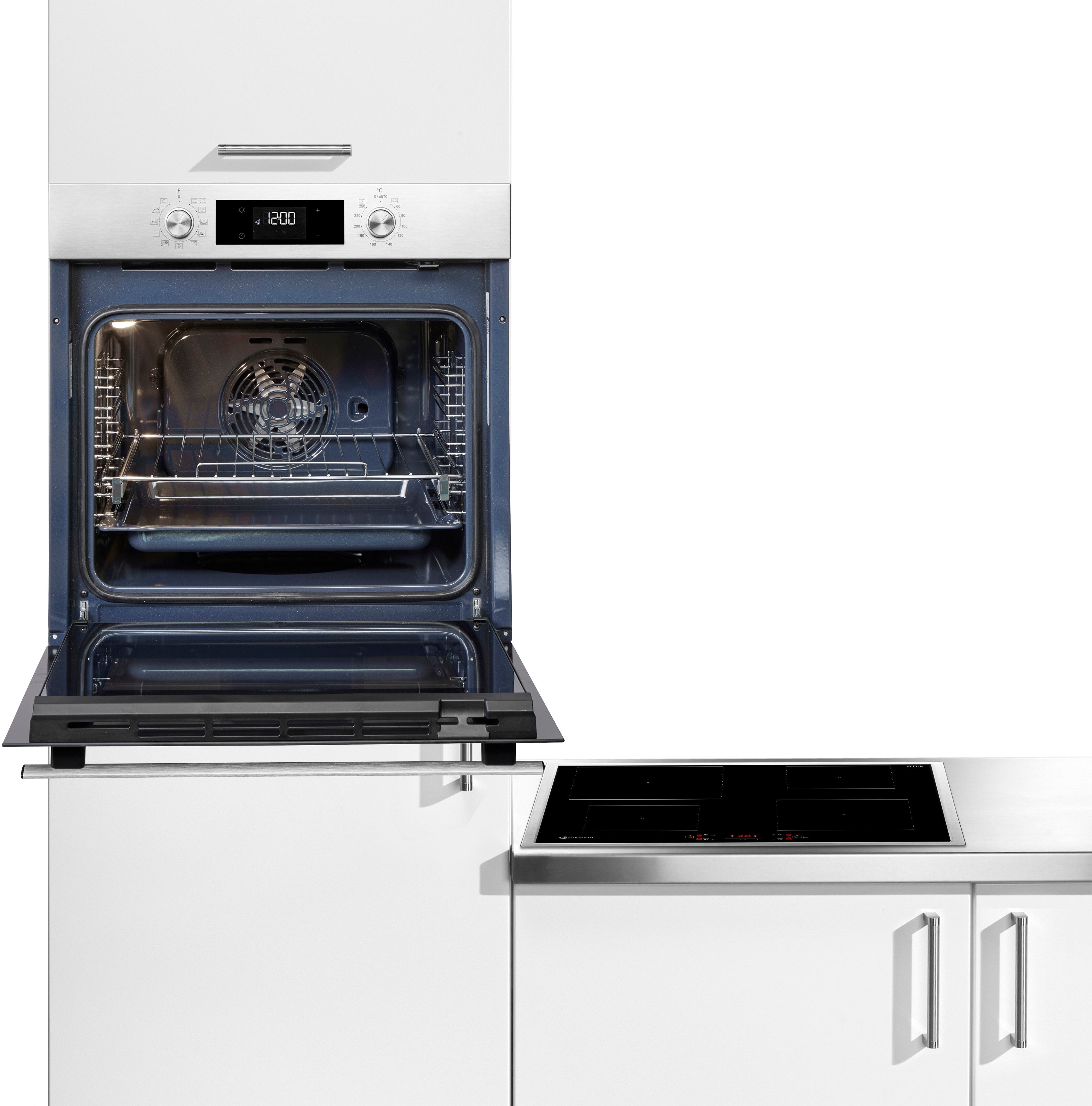 Bauknecht Backofen-Set "BAKO 740 IND IN", Energieeffizienz: A+, schwarz (inox), Herdsets, Hydrolytische Reinigung – Reinigen ohne Chemie, Backofen-Set