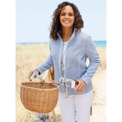Fleecejacke CASUAL LOOKS, Damen, Gr. 38, blau (jeansblau, meliert), 100% Polyester, Besatz:8% Elasthan, 92% Polyester, meliert, Jacken Fleecejacke
