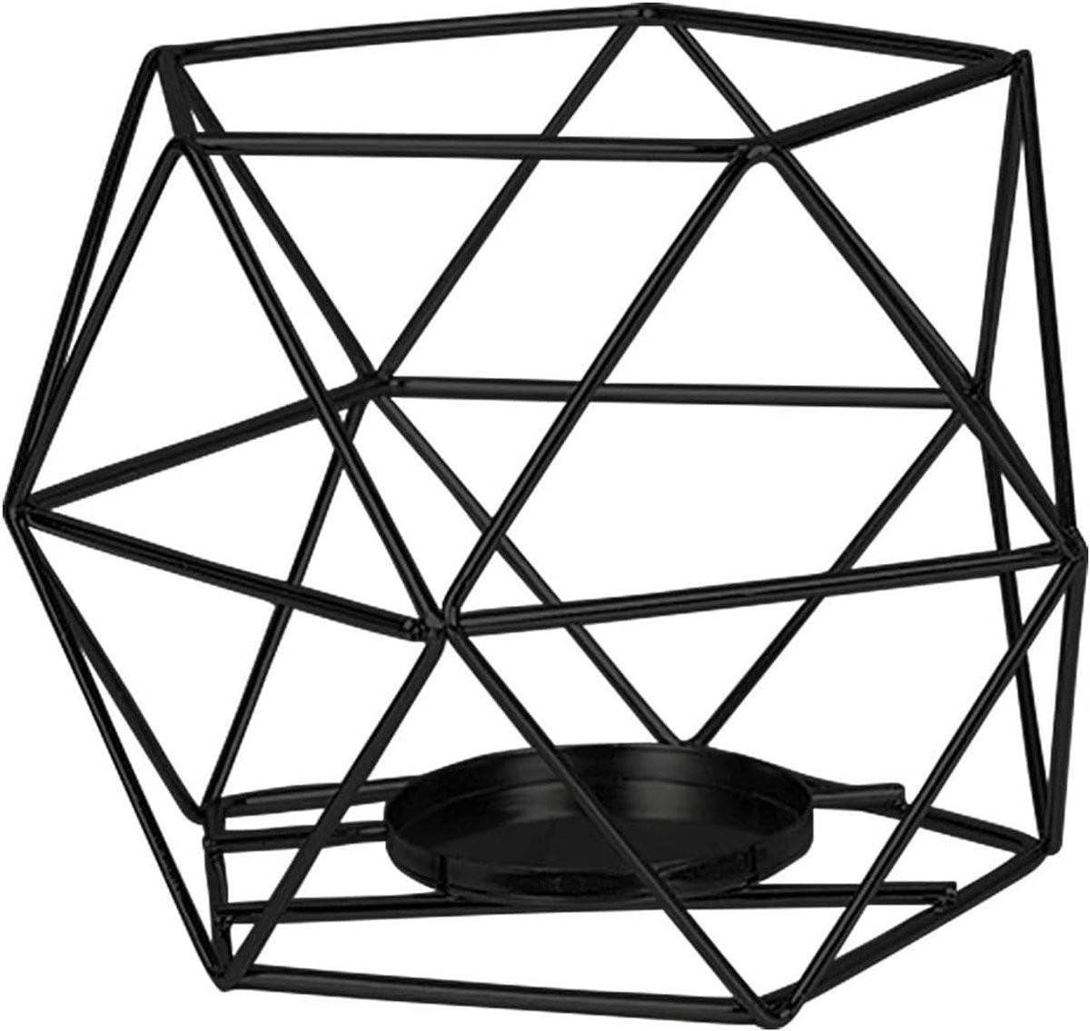 Geometrische Kandelaar - Zwarte IJzeren Kaarsenhouder voor Tealights - Vijfhoekig Design