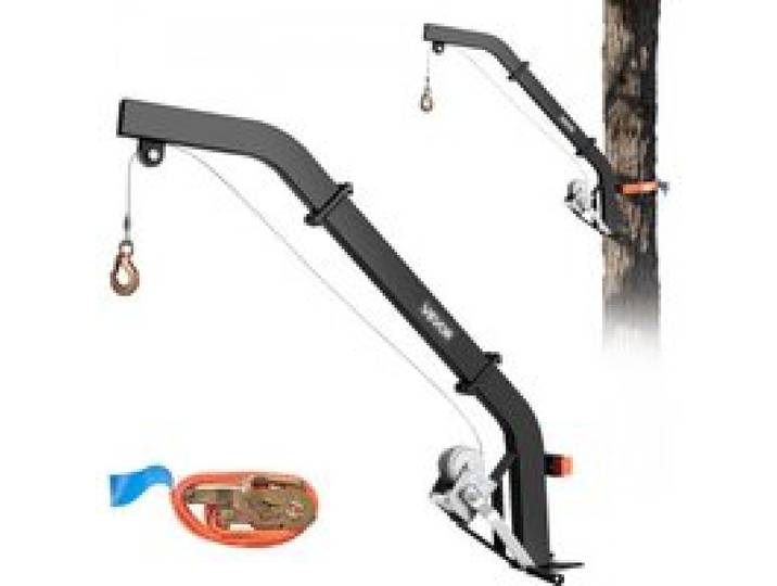 VEVOR Game Hoist zur Baummontage, Tragkraft 160 kg, Wildhebezeug mit Ratschengurt, Hochleistungs-Hirschaufhänger zum Häuten, Säubern, Aufhängen von Wildtieren, 1200 x 310 x 130 mm, Schwarz