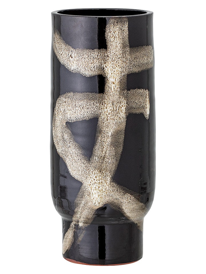 Bloomingville Vase "Vefa" in Schwarz/ Beige - (H)28,5 x Ø 11,5 cm - onesize