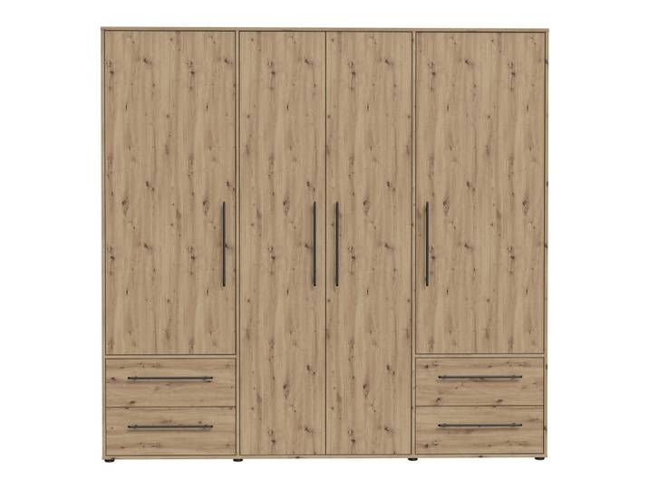 Kleiderschrank Drehtürenschrank Mokko , mit Schubkästen , Artisan Eiche , 206 x 200 x 59 cm