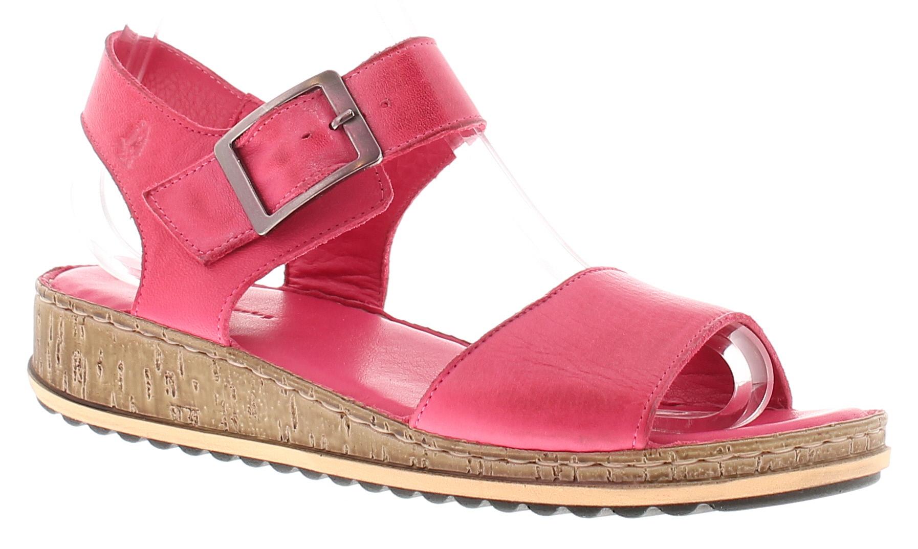 Hush Puppies Damen Sandalen Niedriger Keil Ellie Leder Schnalle Rosa