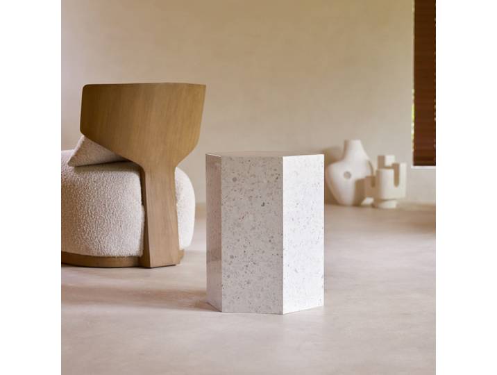 Sofaende aus Premium-Terrazzo Moon - Weiß - Premium terrazzo