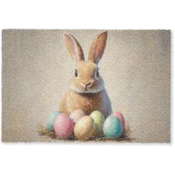 FUSSMATTE Osterhase - Pastell - Eier Schmutzmatte 60x40 cm