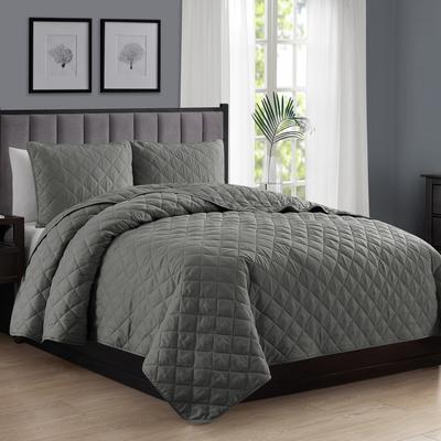 Swift Home Double Brushed Diamond Quilted 3-Piece Microfiber Quilt Set, Soft