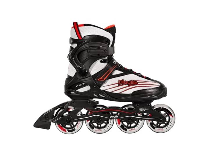 Playlife Inline Skates Flyte Black 84, Schwarz/Weiß, Unisex für Herren und Damen, 84mm/82A Rollen, ABEC 7 Kugellager, Art. nr.: 880267