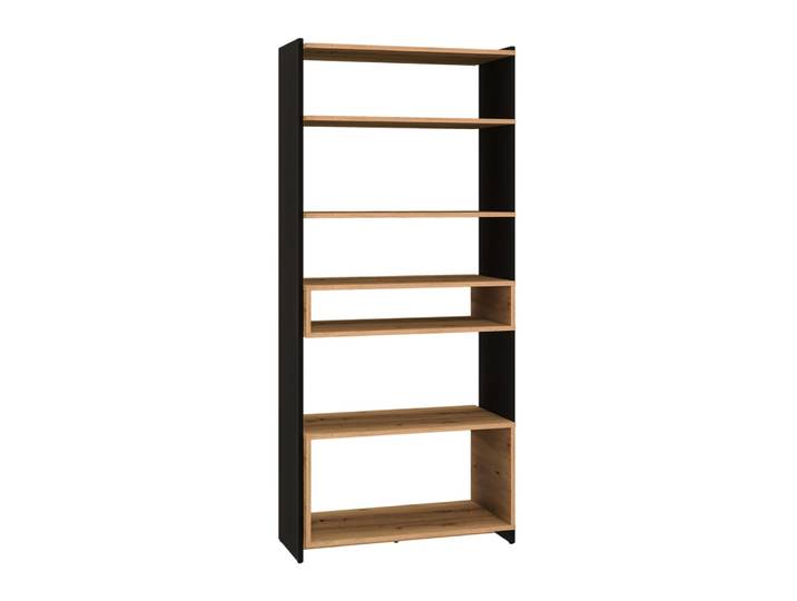 Bibliothèque 7 étagères et noir façade mdf marron