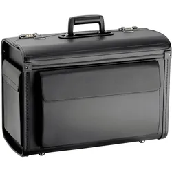 D&N Business & Travel, Pilotenkoffer aus PU-Leder, Koffer, Schwarz