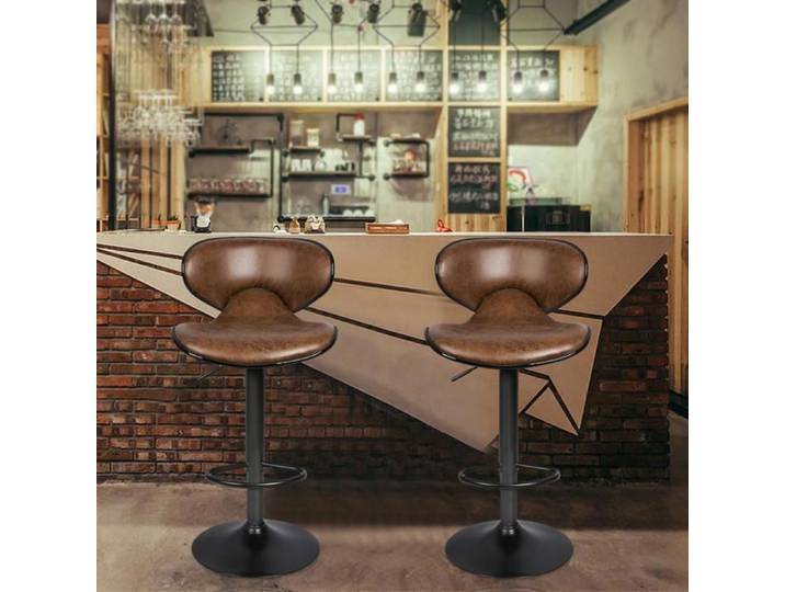 OHMG-Lot De 2 Chaises De Bar Chant Papillon-Réglable-Rotation À 360°-Pour Comptoir Et Bureau-Style Industriel-Repose-Pied-Marron