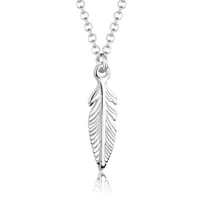 Kette mit Anhänger ELLI "Halskette Feder 925 Sterling Silber" Gr. 45, silber, Halsketten, Damen, Silber 925 (Sterlingsilber)