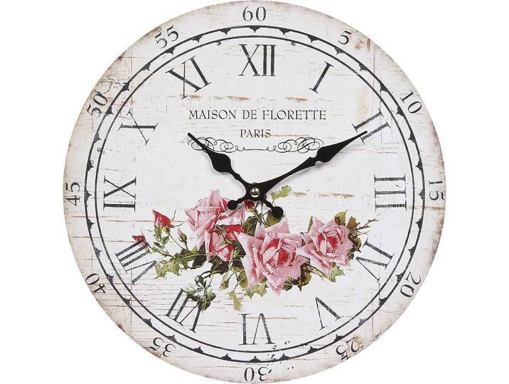 Wanduhr AMBIENTE HAUS Wanduhr - Rose 28cm , bunt, B:28cm H:28cm T:3,5cm, Wanduhren, Wanduhr