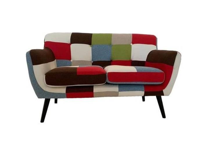 Canapé 2 places en tissu Patchwork - Marron - 2 places - Tissu