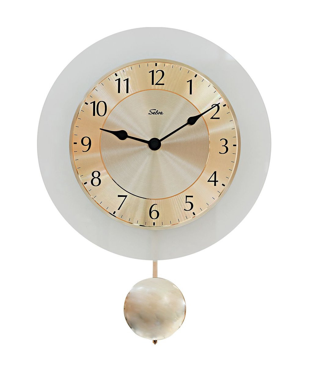Selva Analoge Slinger Wandklok met Glas en Radiografische Besturing