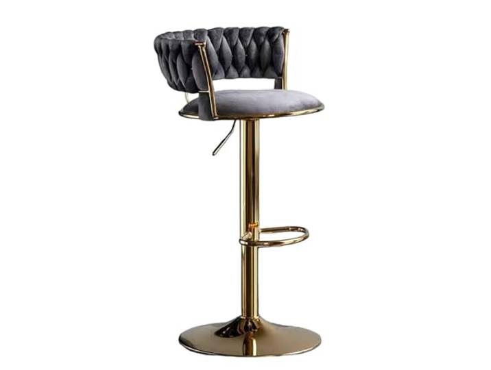 CAJJDJ Samt Barhocker Set 6, Rosa, verstellbar Samt-Sitz, verstellbare Höhe und 360-Grad-Drehung für bequemes Sitzen.(Gray,1)