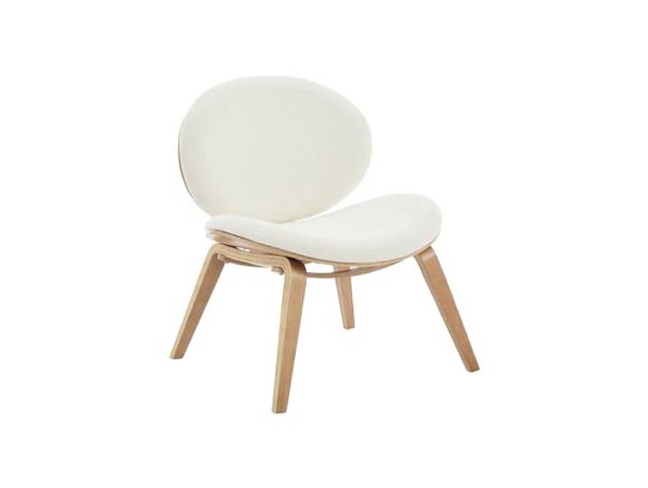 Relaxsessel mit gebogenem Holz, Eichenlook-Furnier und strukturiertem Bouclé-Bezug - Ines