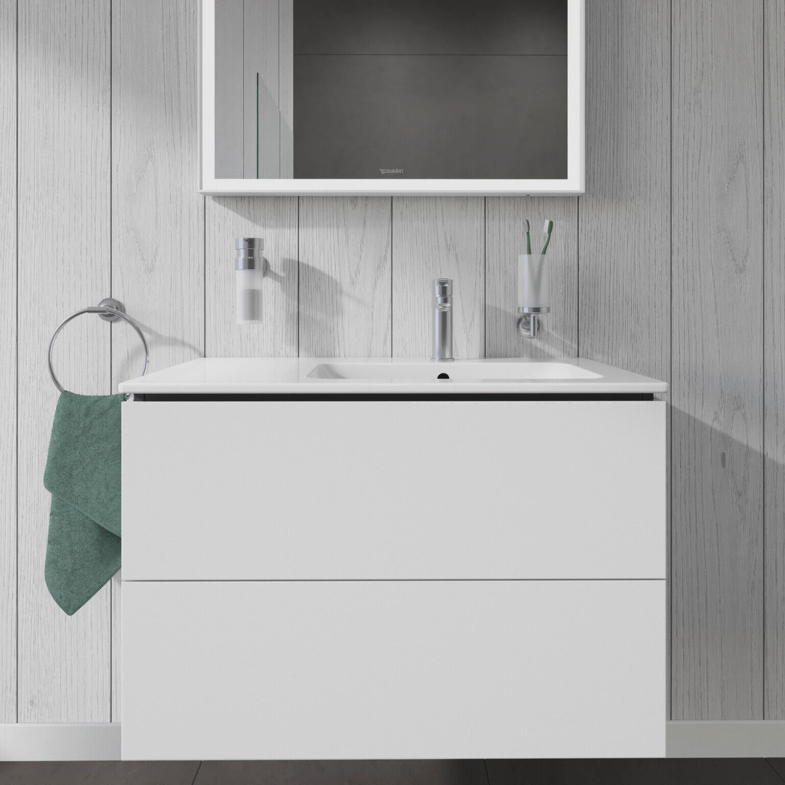 Duravit Waschtischunterschrank L-Cube 82x48,1x55cm, 2 Schub., Beck. re, we. ma (LC629201818)