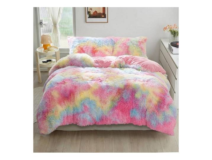 LuxusKollektion Kinderbettwäsche Bettwäsche Set 135x200 Plüsch Regenbogen