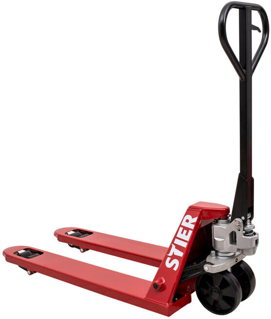 Transpalette STIER, charge 2 500 kg, longueur des fourches 800 mm, chariot élévateur manuel, transpalette, galets en caoutchouc, angle de braquage 210°, transpalette à main, transpalette 2 500 kg (903679)