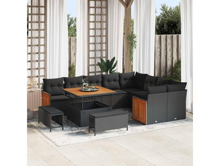 vidaXL Gartensofa-set 12 stk. 12-Sitzanzahl Schwarz